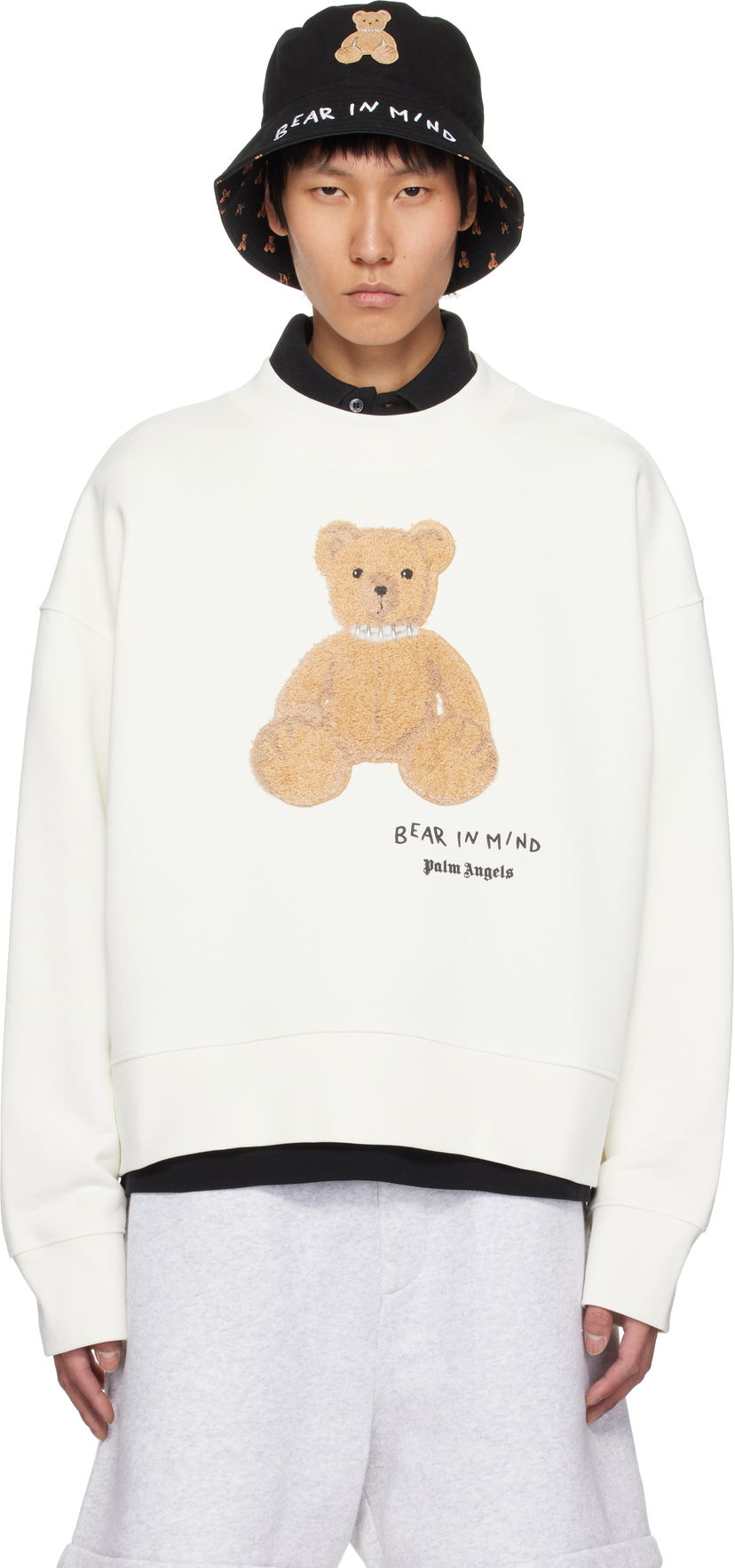 Dukserice Palm Angels Palm Angels 'Bear in Mind' Sweatshirt Bijela | PMBA026S25FLE0030360
