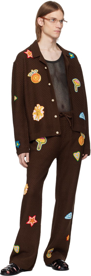 Džemper Casablanca Casablanca Crochet Motif Cardigan Smeđa | MS25-KW-912-01, 3
