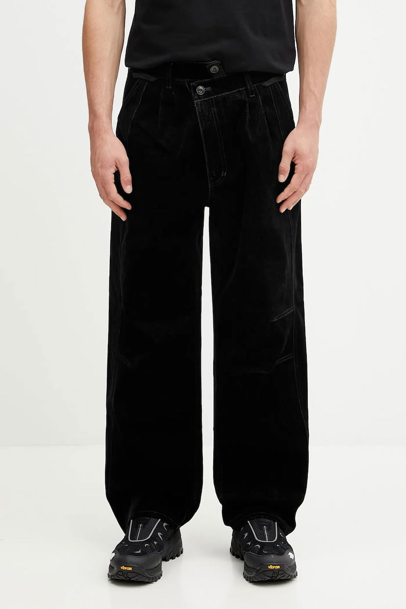 Hlače Andersson Bell Andersson Bell Crossover Carpenter Wide-Leg Velour Pants Crna | apa835m