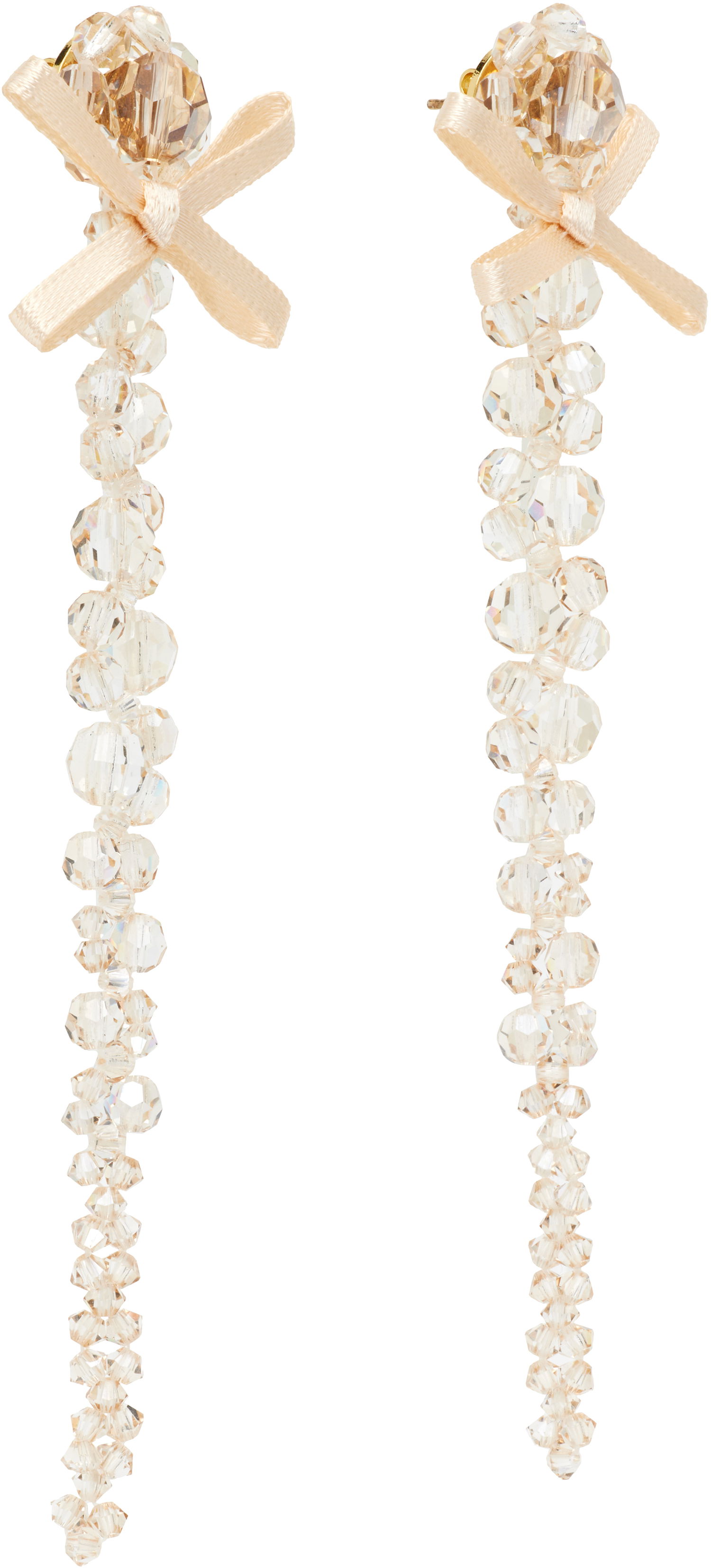 Naušnice Simone Rocha Simone Rocha Petite Bow Drip Faceted Crystal Bead Earrings Bež | ERG547 0903, 1