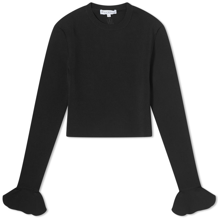 Džemper JW Anderson Cropped Ruffled Sleeve Jumper Crna | KW0949-YN0219-999