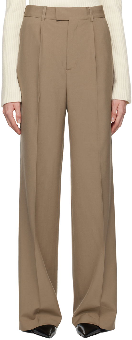 Hlače Róhe Relaxed Single Pleated Trousers Smeđa | 413-30-158