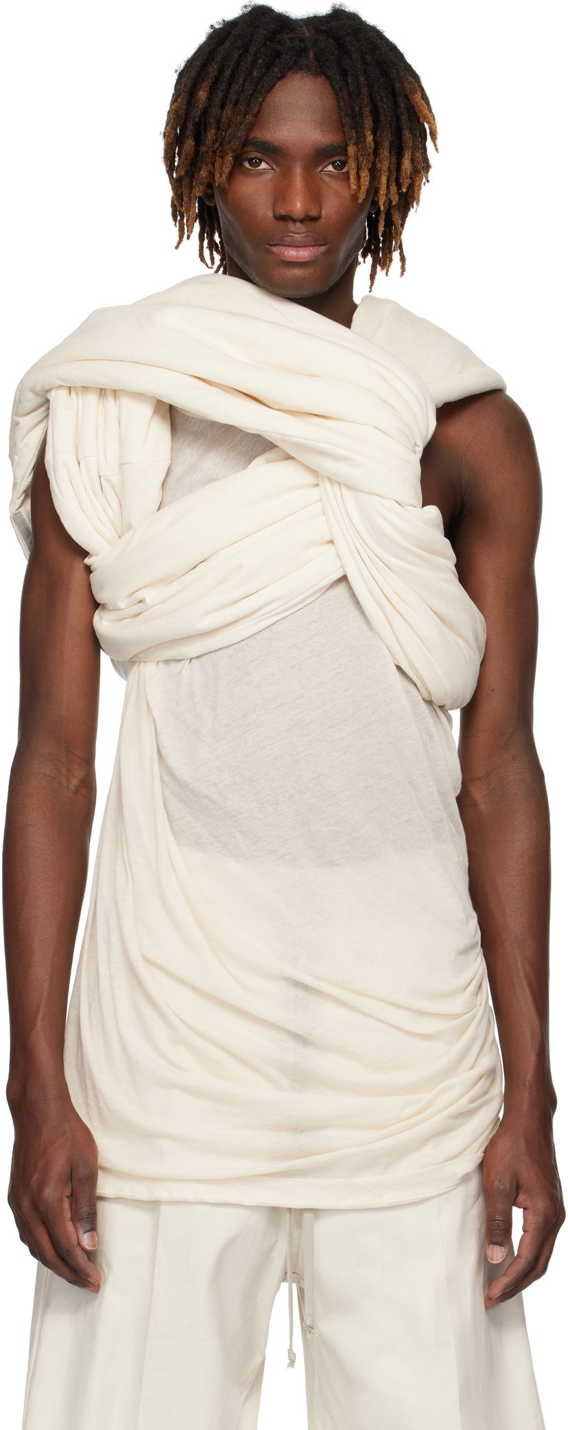 Majica bez rukava Rick Owens Rick Owens Hollywood Triple Donut T-Shirt Bijela | RU01E5432 JNC