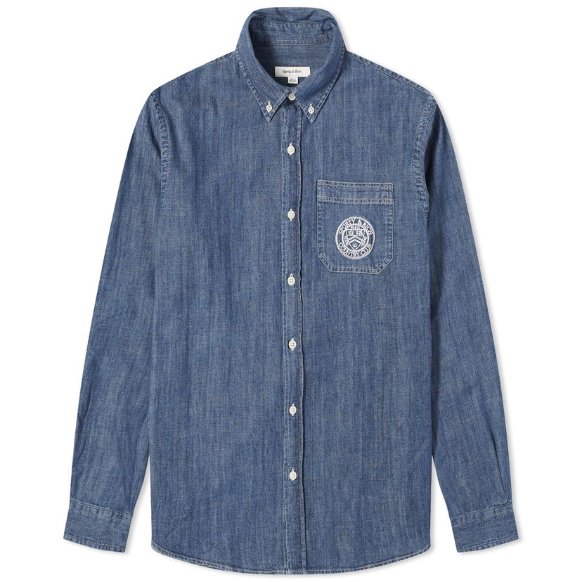 Košulja Sporty & Rich Conneticut Crest Denim Shirt Tamnoplava | STAW2314BD