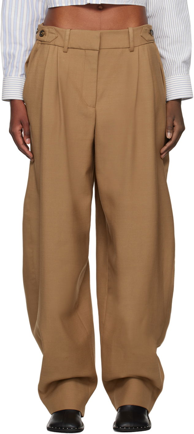 Hlače Stella McCartney Stella McCartney Wide Leg Trousers Smeđa | 6401383CU750
