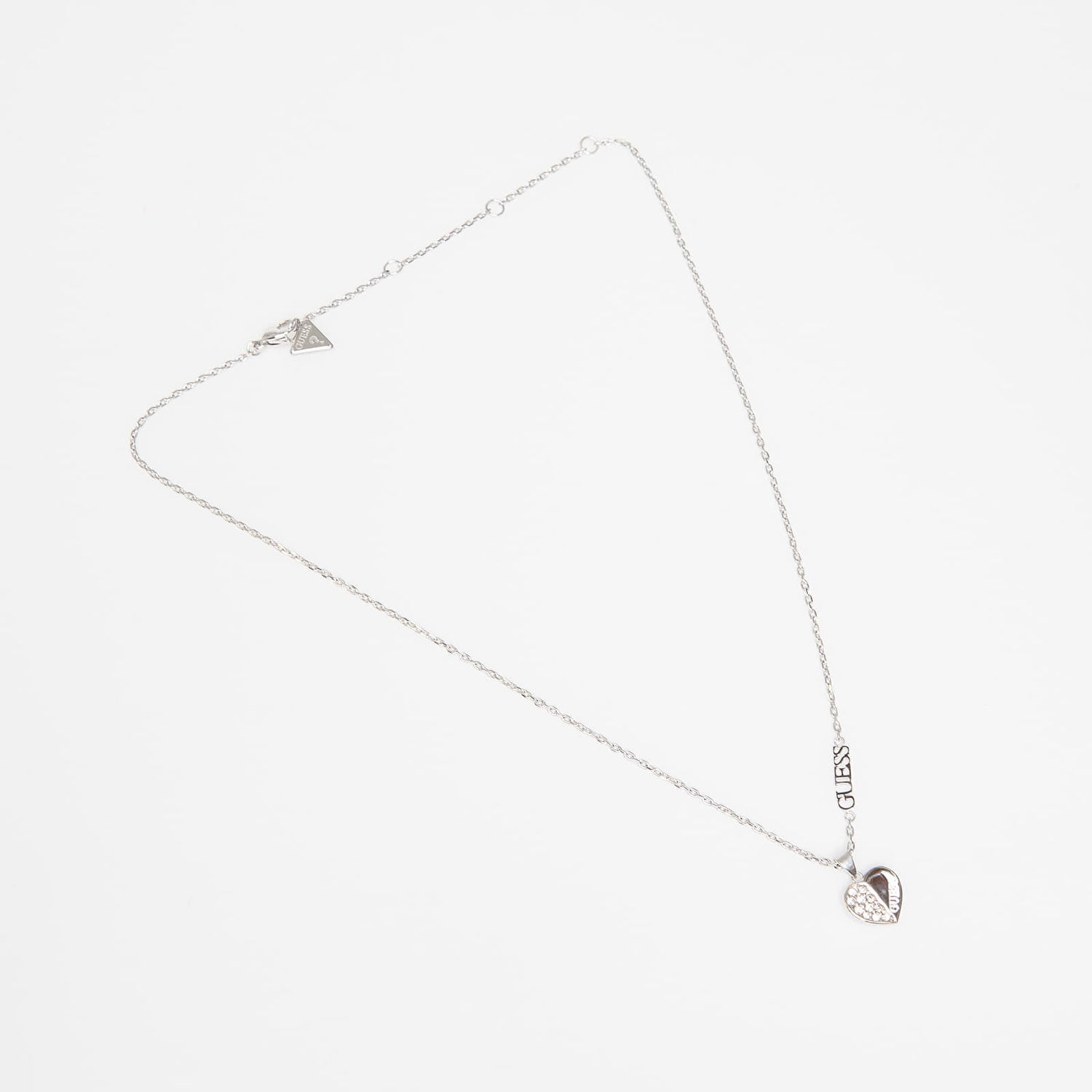 Ogrlica GUESS Lovely Guess Heart Pendant Necklace with Crystals Metalik | JUBN03035JWRH-SILVER, 0