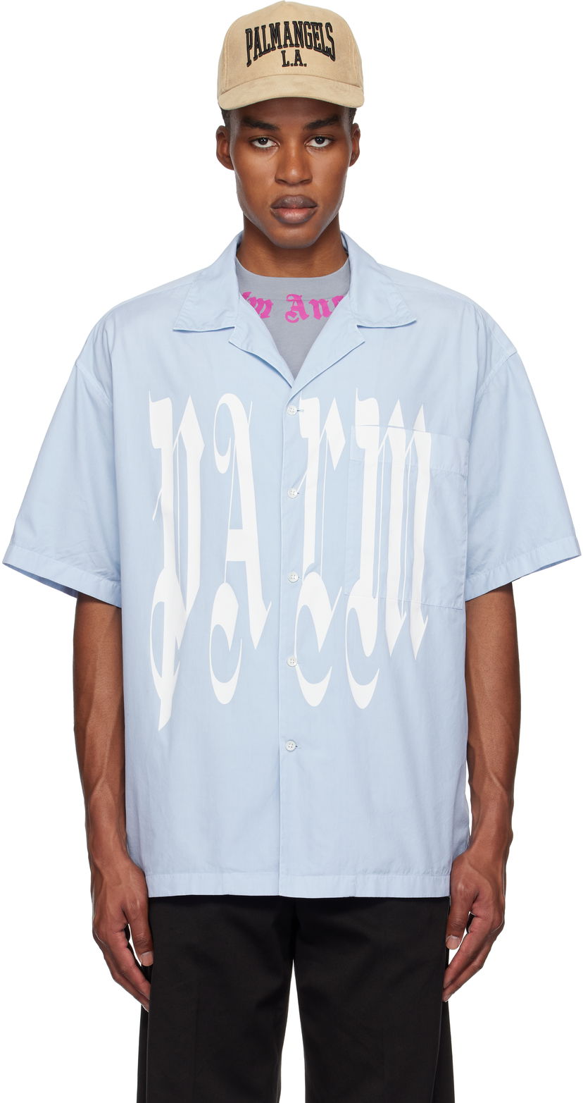 Košulja Palm Angels Gothic Logo Shirt Plava | PMGG007F24FAB0044001