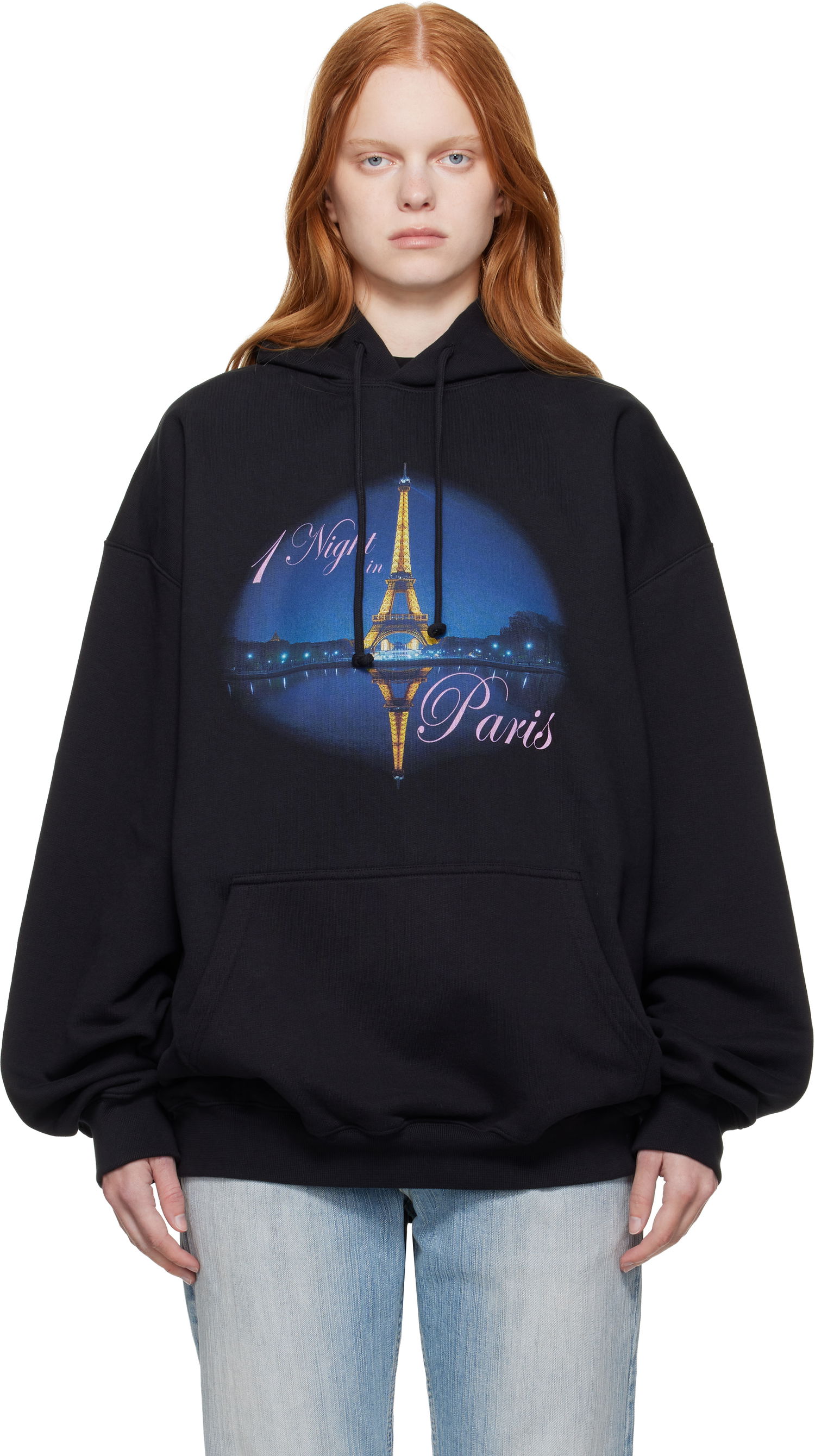 Dukserice VETEMENTS VETEMENTS 'Night In Paris' Oversized Hoodie Crna | UH76HD410B, 0