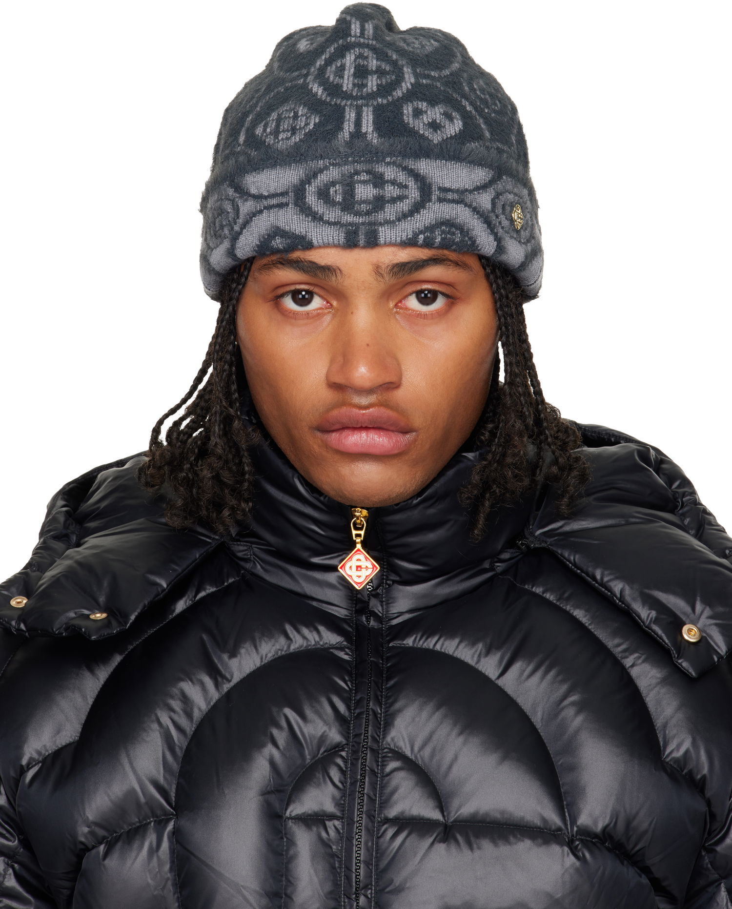 Kapica Casablanca Casablanca Fluffy Monogram Beanie Siva | A-AW25-HAT-096-01, 0