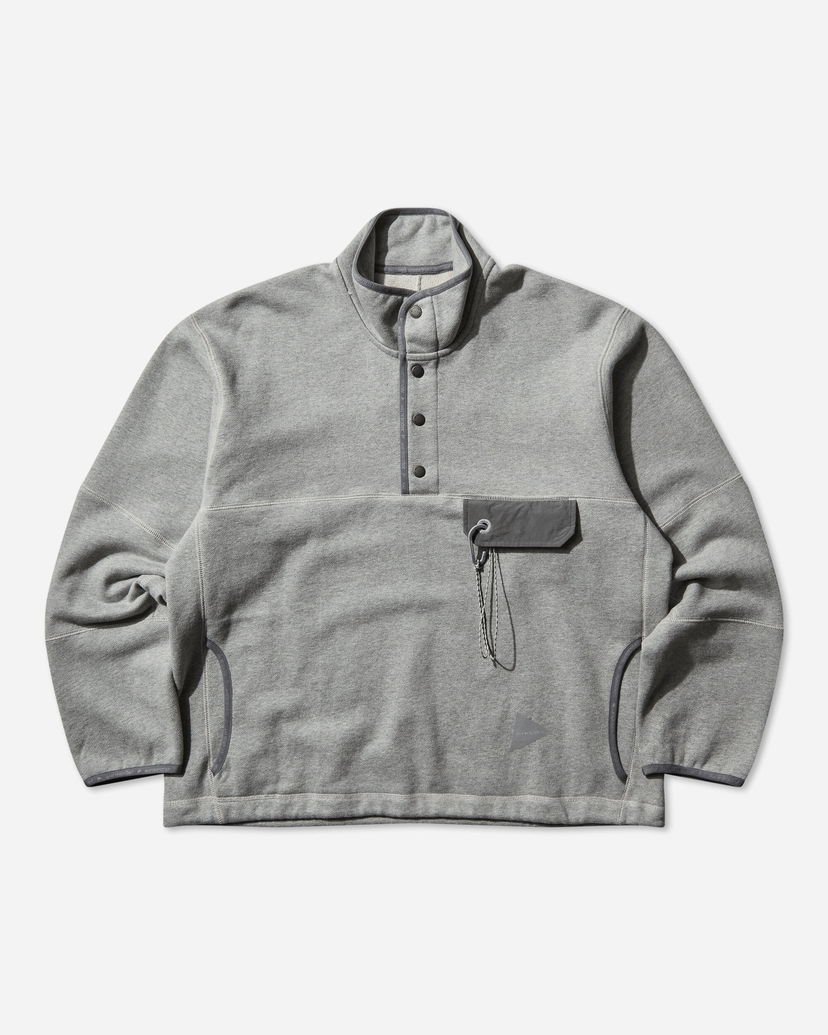 Dukserice and wander Mock Neck Snap Placket Sweatshirt with Chest Pocket Siva | 5745284080 020