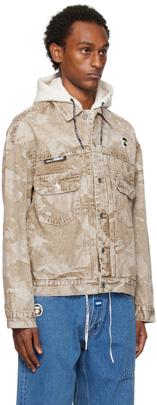 Jakna AAPE by A Bathing Ape AAPE by A Bathing Ape Lightweight Denim Jacket with Hood Bež | AAPLJM7588XXLBGX, 1