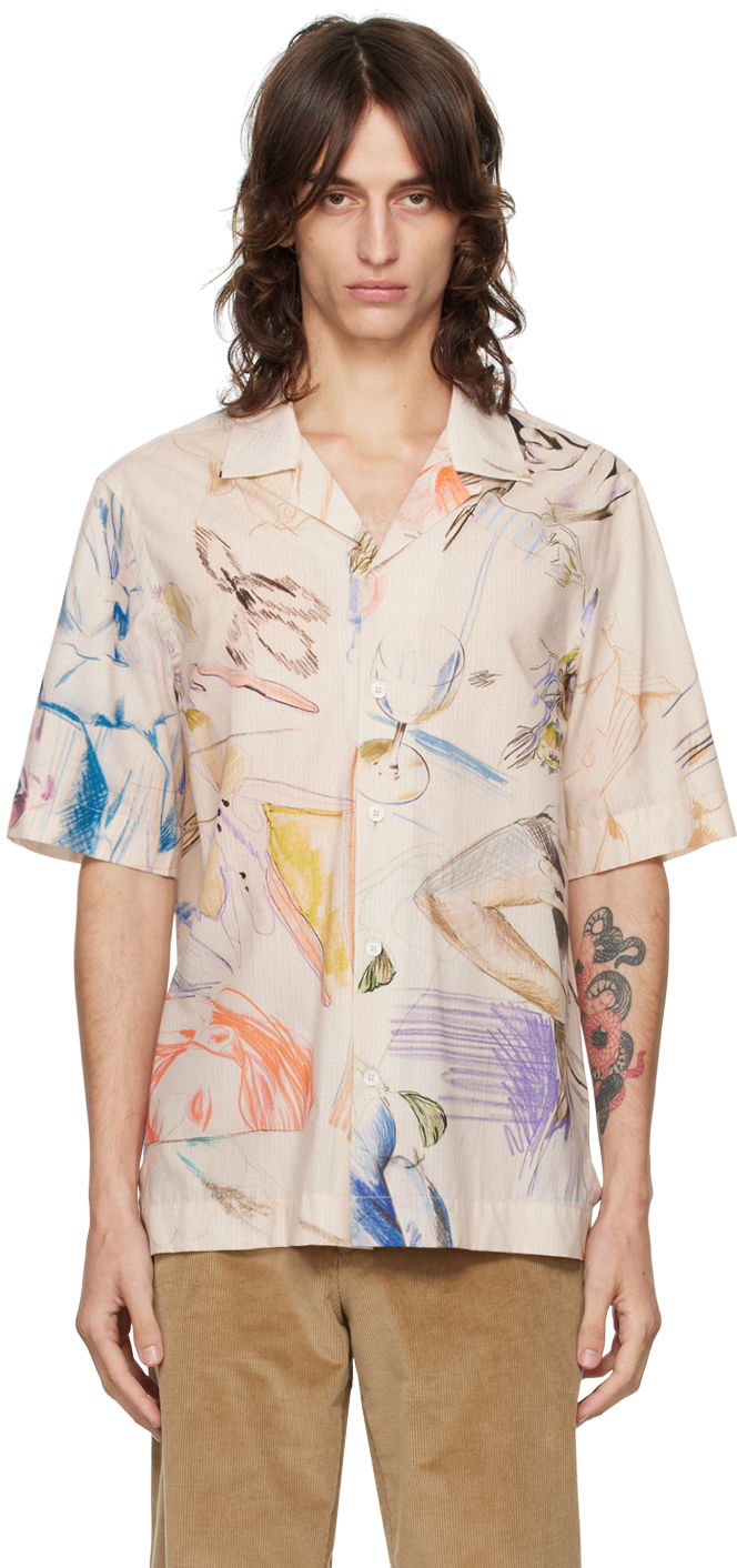 Košulja Paul Smith Paul Smith Printed Short Sleeve Shirt Bež | M1R-905U-N02442-92