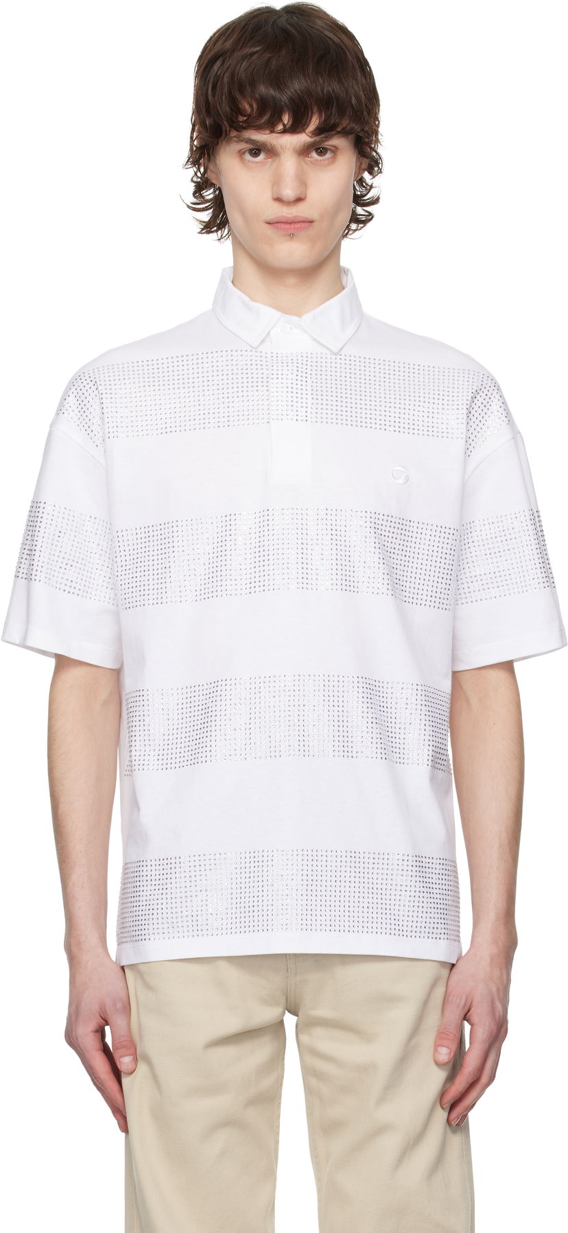 Polo majica Coperni Coperni Crystal Striped Polo Bijela | COPJS117CRF5026MEN