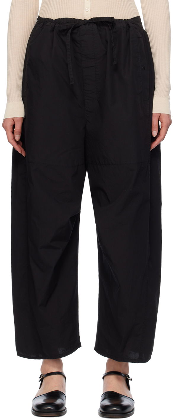 Hlače LEMAIRE Cropped Drawstring Trousers Crna | PA1110 LF1218