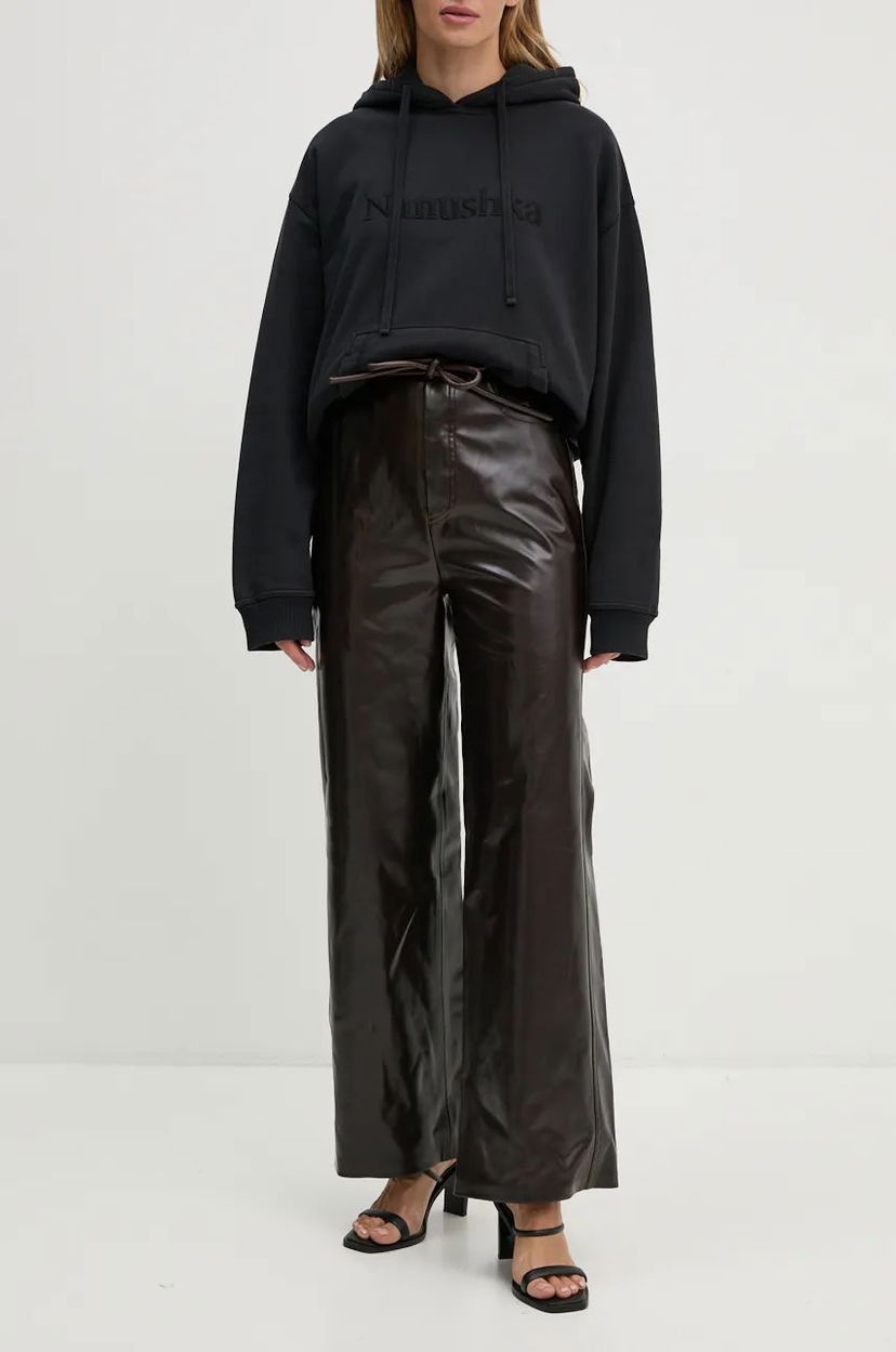 Dukserice Nanushka High-Waisted Wide-Leg Pants Crna | NW24PFOW19271