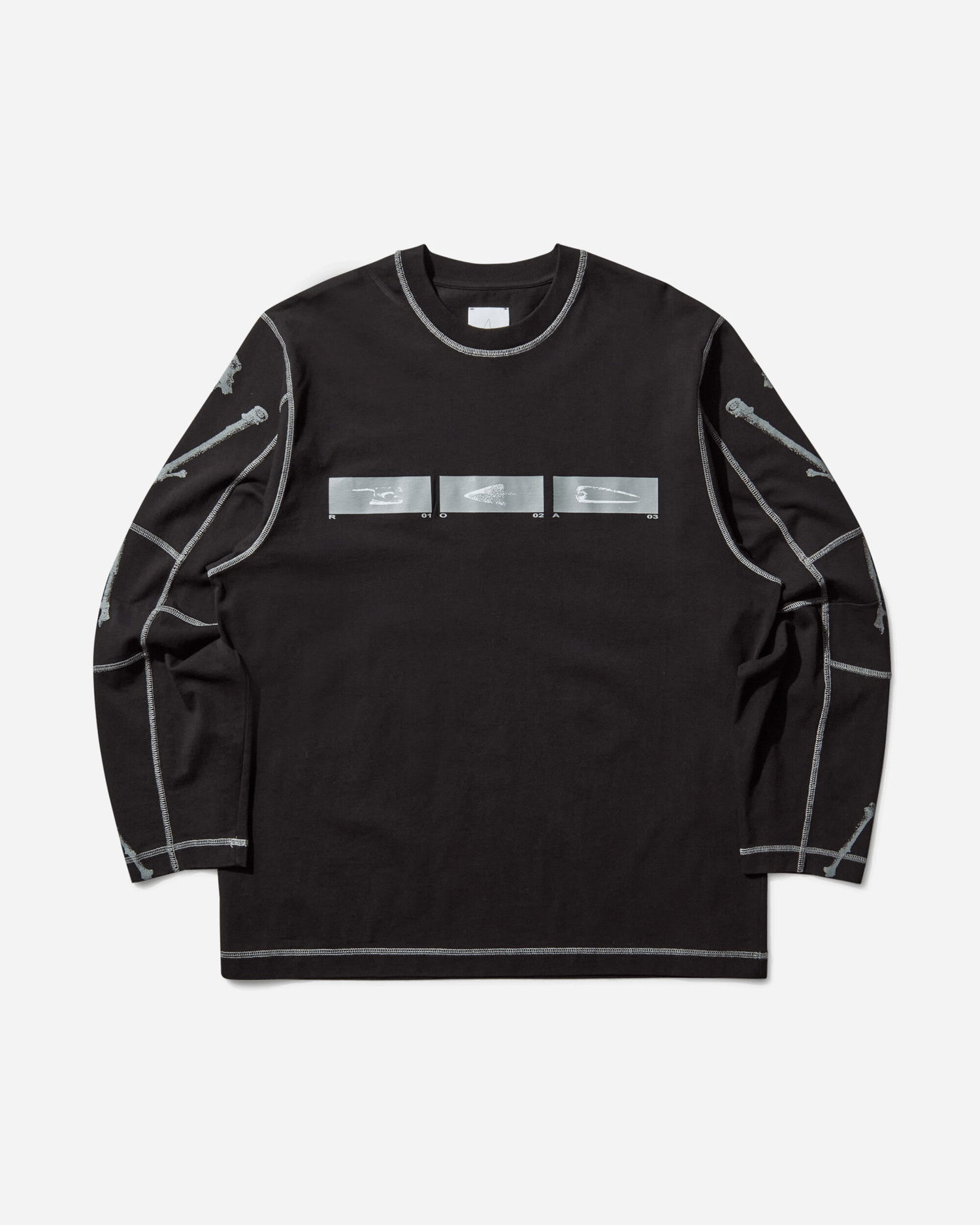 Majica kratkih rukava ROA Sticks Stitch Organic Longsleeve T-Shirt Crna | RBMW0509JY51 BLK0001, 1