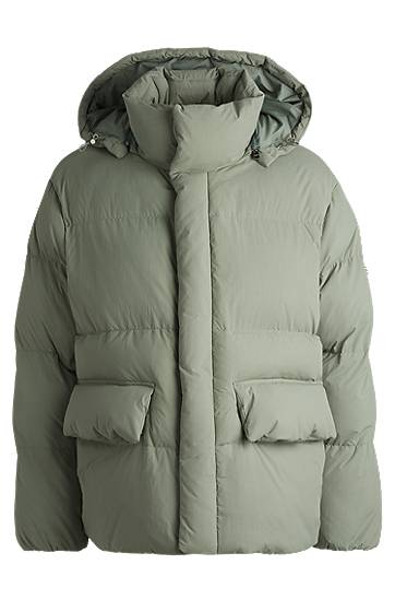 Pernata jakna BOSS Water-Repellent Puffer Jacket with Monogram Zelena | 50524002