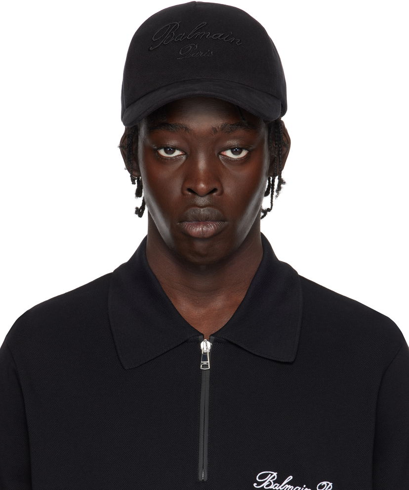 Kapa Balmain Cotton Baseball Cap Crna | EH1XA231CD29