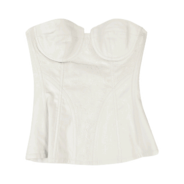 Body AMIRI Leather And Lace Corset Top Bijela | WTCOR LTHWHT WHIT, 0