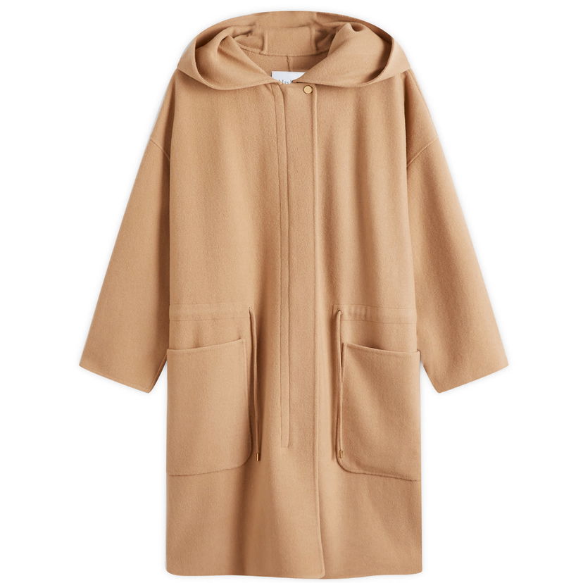 Kaputi Max Mara Max Mara Miele Hooded Coat, Size Large Bež | 2511901021600-Camel