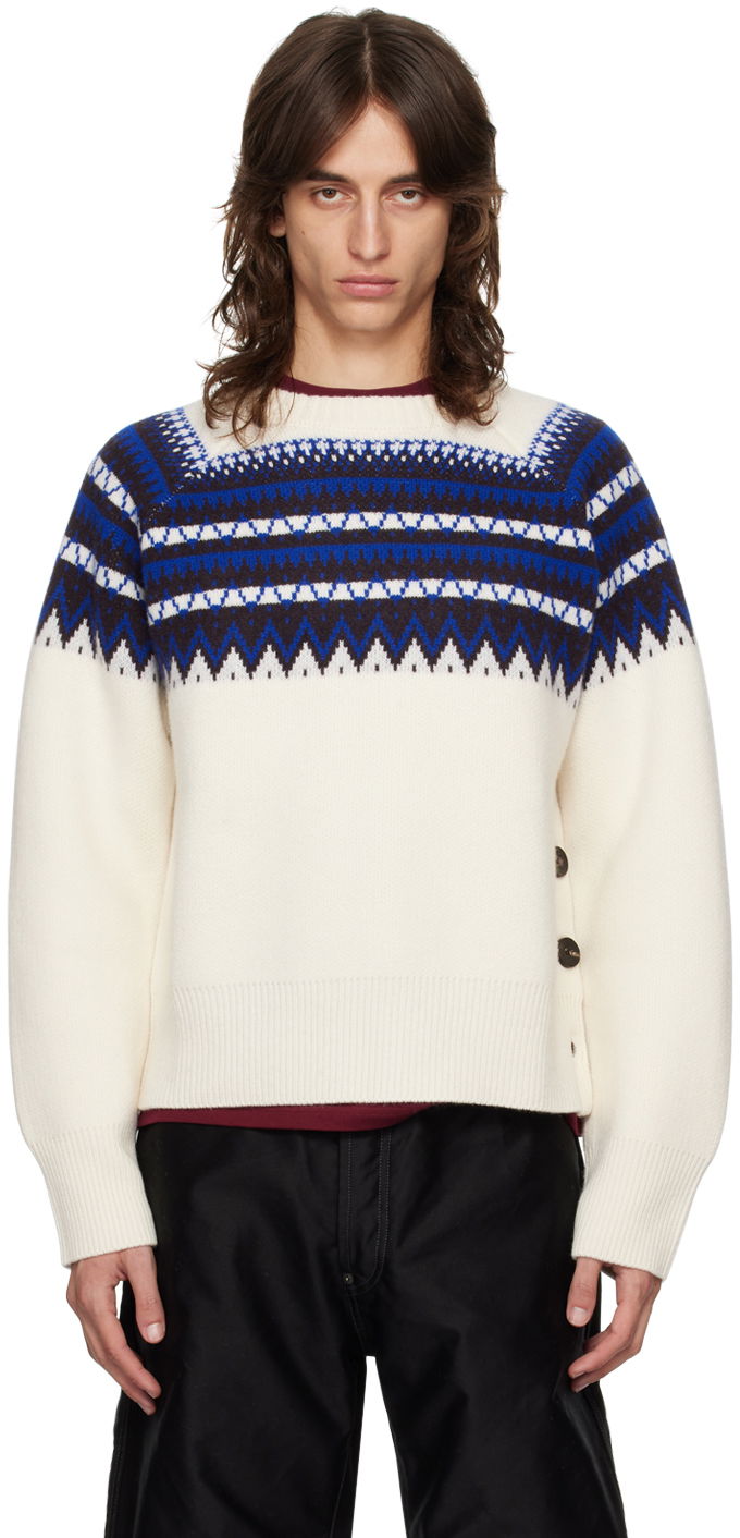 Džemper Wales Bonner Fair Isle Sweater Bijela | UA24KN21-WO09-1089