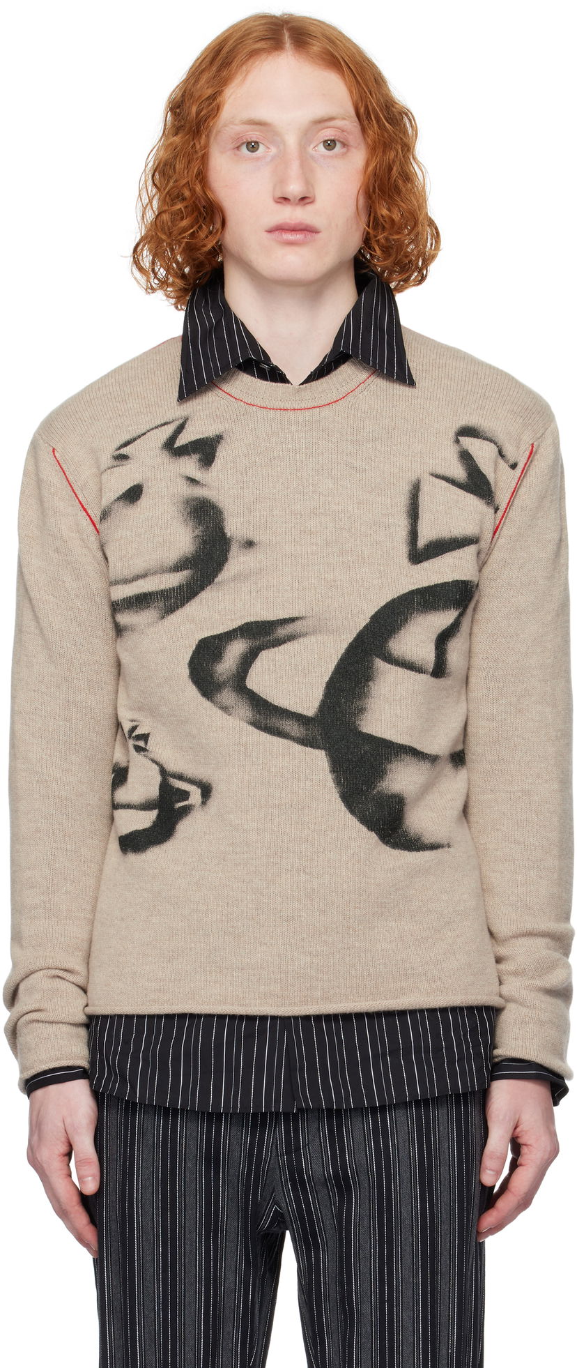 Džemper Vivienne Westwood Vivienne Westwood Orbit Print Sweater Bež | 2701002B-Y0018-