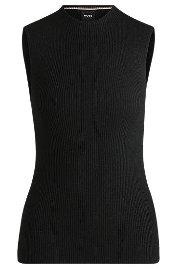 Džemper BOSS Ribbed Sleeveless Top Crna | 50523749