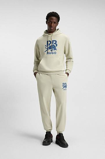 Dukserice BOSS RB cotton-terry hoodie with bull graphic Bež | 50549313, 1