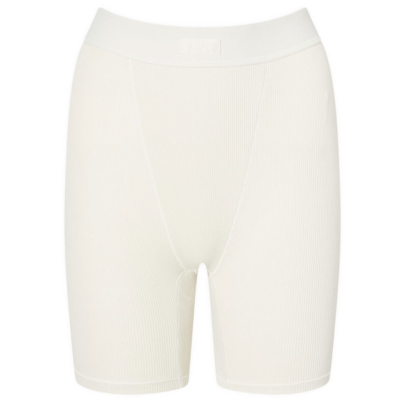 Kratke hlače SKIMS Ribbed Cotton Boxer Shorts Bijela | PN-HWS-0042-BN