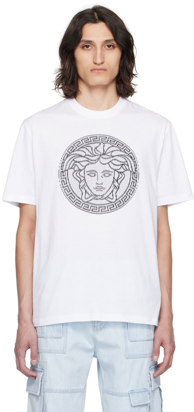 Majica kratkih rukava Versace White Medusa Sliced T-Shirt Bijela | 1013302_1A10721