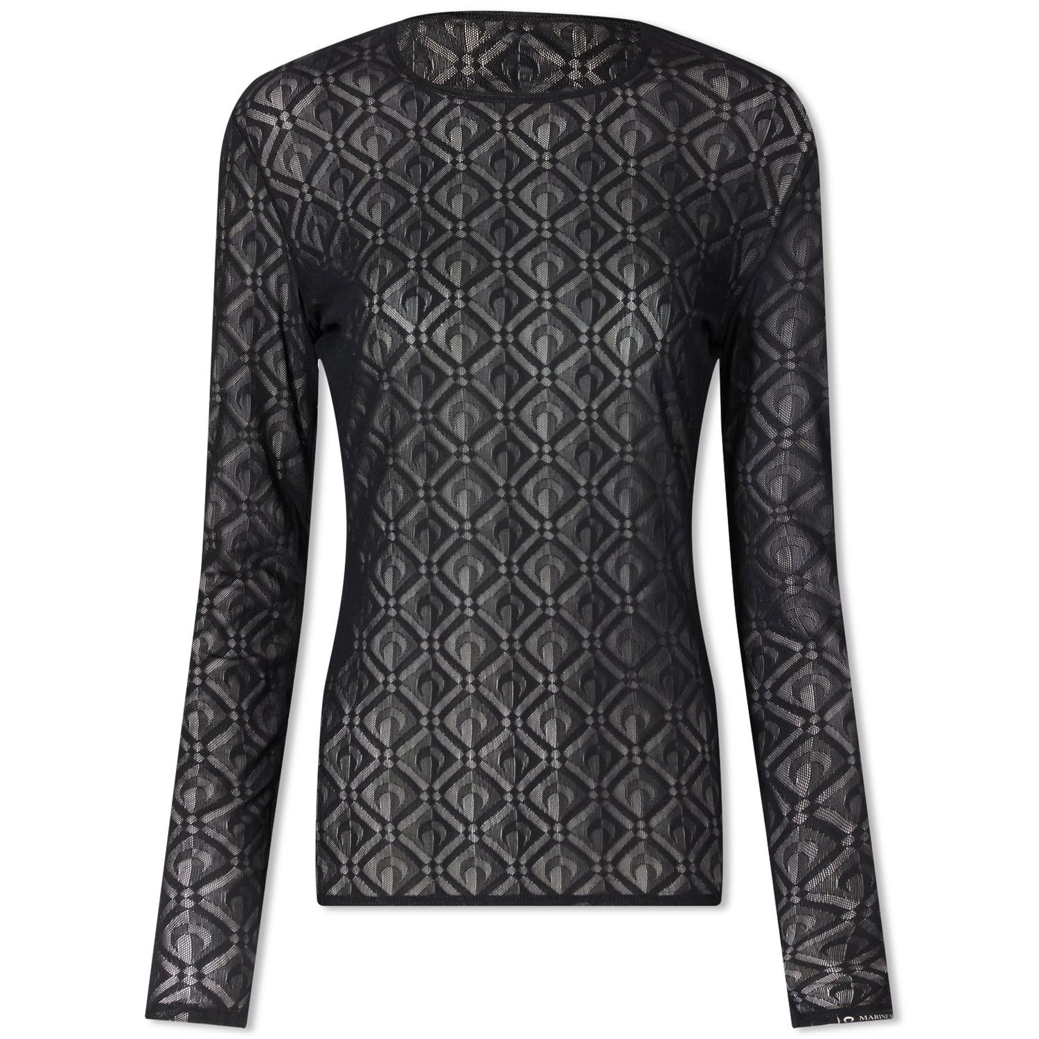 Majica kratkih rukava Marine Serre Monogram Mesh Jacquard Second Skin Top Crna | WTO068-BK99, 0