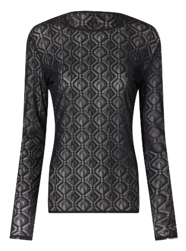Majica kratkih rukava Marine Serre Monogram Mesh Jacquard Second Skin Top Crna | WTO068-BK99