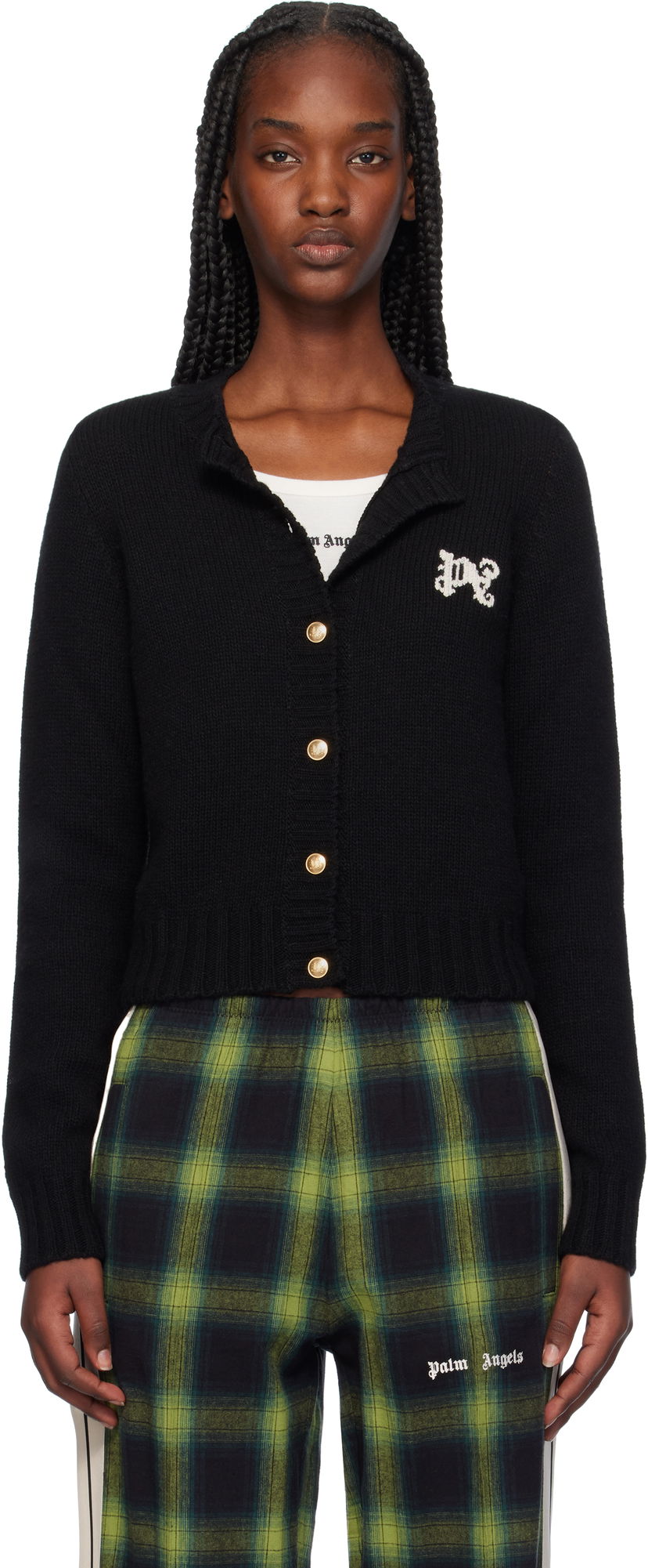 Džemper Palm Angels Cardigan Sweater Crna | PWHB020F24KNI0011003