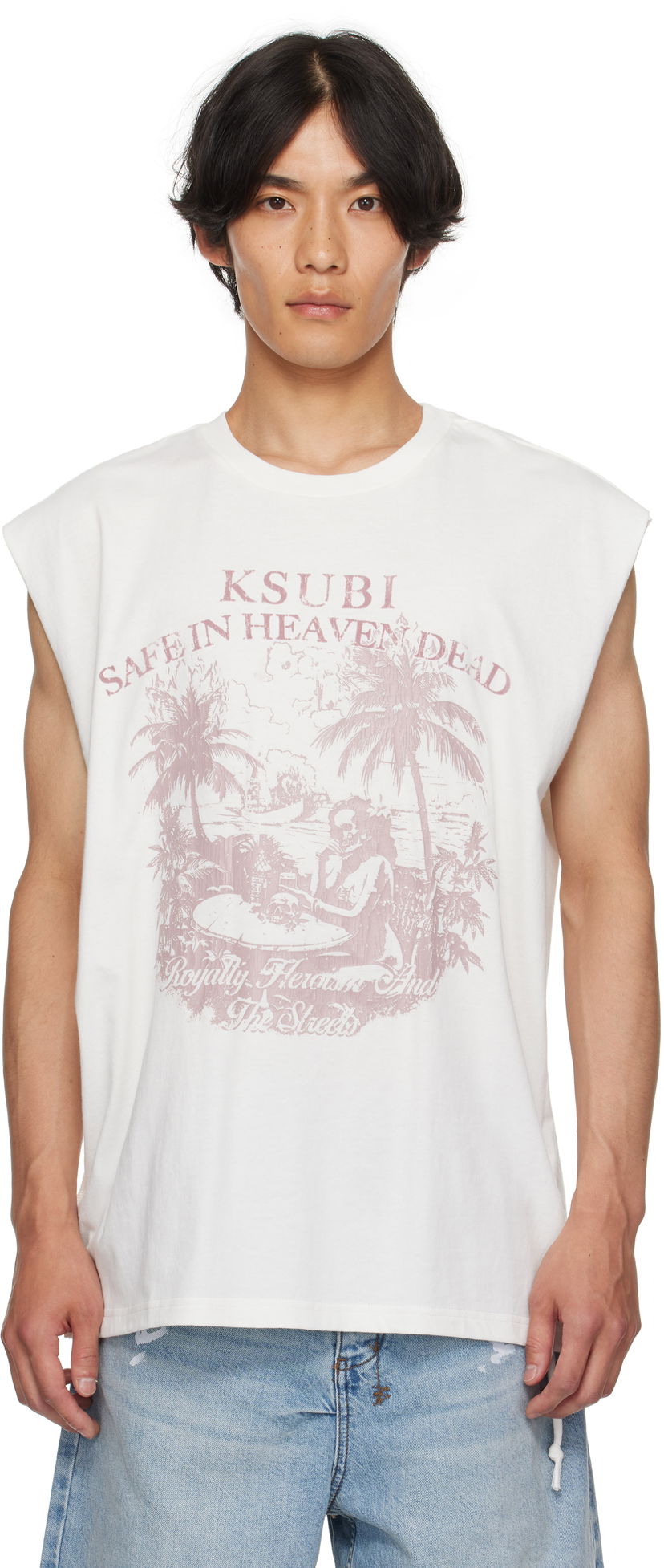 Majica bez rukava Ksubi Ksubi Paradiso Cut Off Tank Top Bijela | MPF25TA002