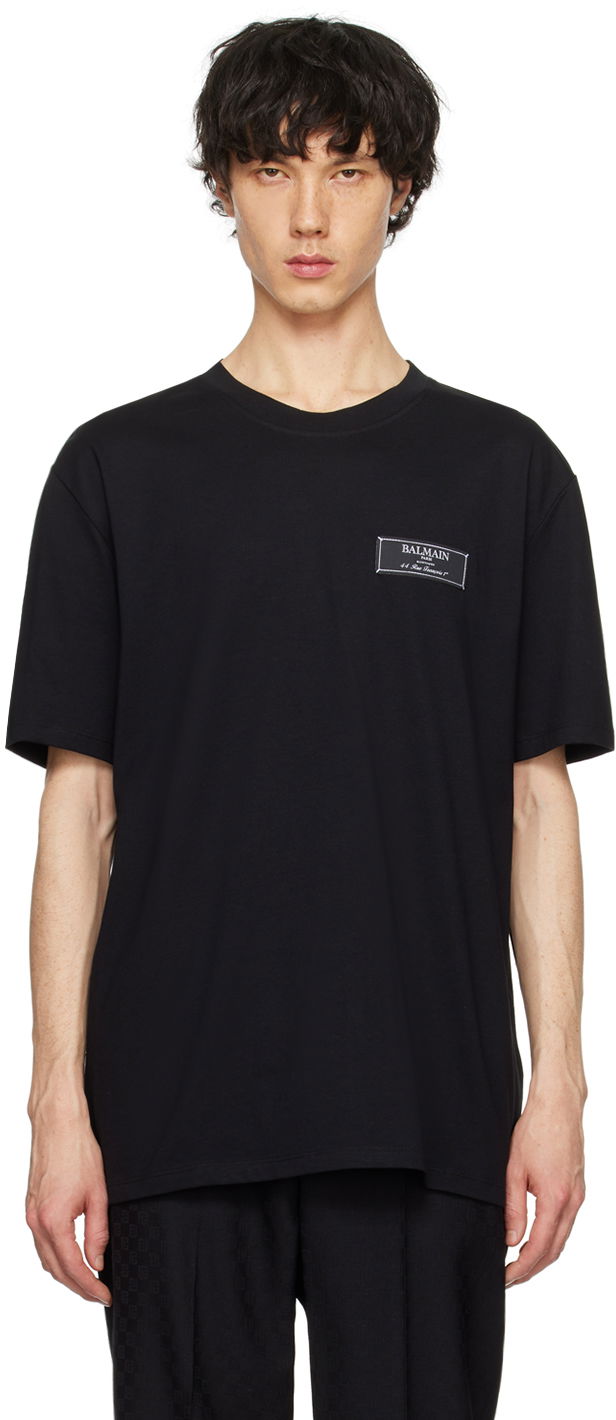 Majica kratkih rukava Balmain Patch T-Shirt Crna | CH1EG000JB54