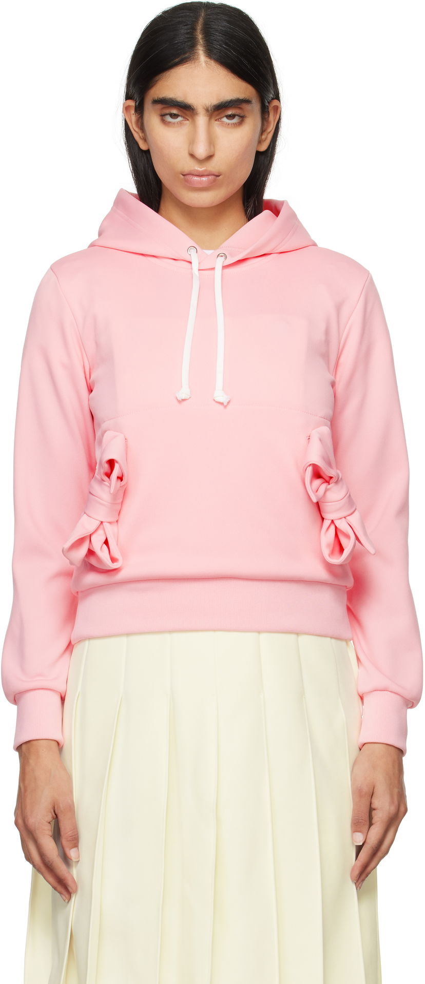 Dukserice Comme des Garçons Girl Polyester Jersey Bow Hoodie Ružičasta | NN-T002-051