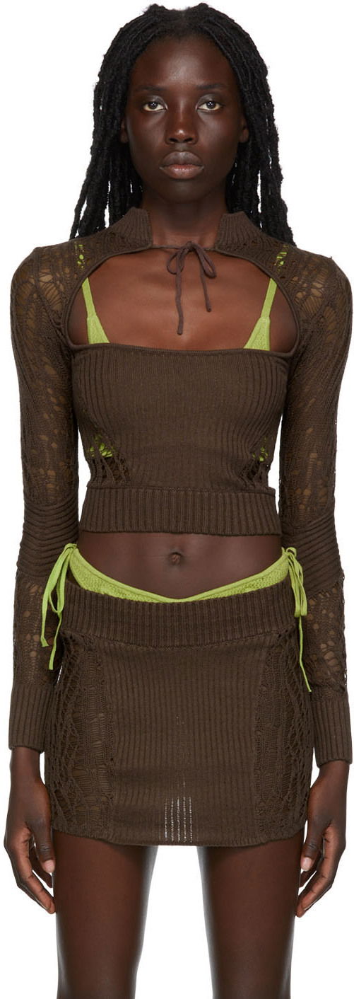Džemper GUIZIO Guizio Cutout Turtleneck Top Smeđa | MCTT 2