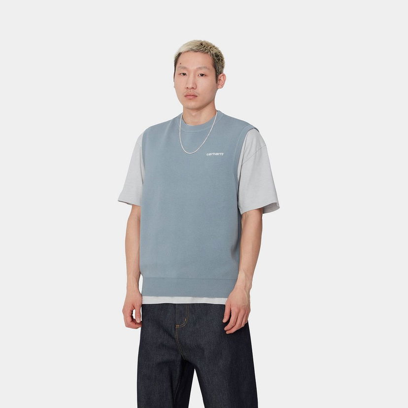Džemper Carhartt WIP Script Vest Sweater Plava | I033696_9