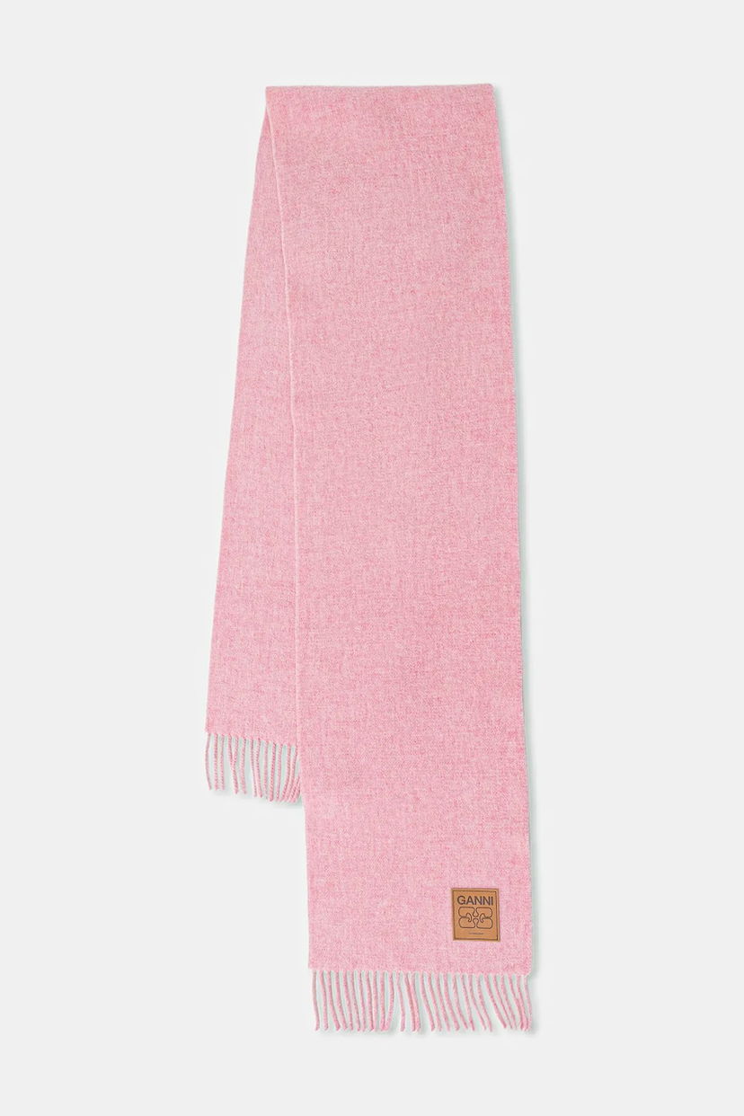 Šal GANNI Double Face Wool Solid Smooth Scarf Ružičasta | A6942