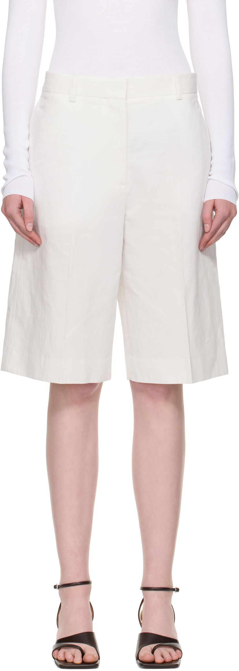 Kratke hlače TOTEME TOTEME Tailored Shorts Bijela | 253-WRB0285-FB0425