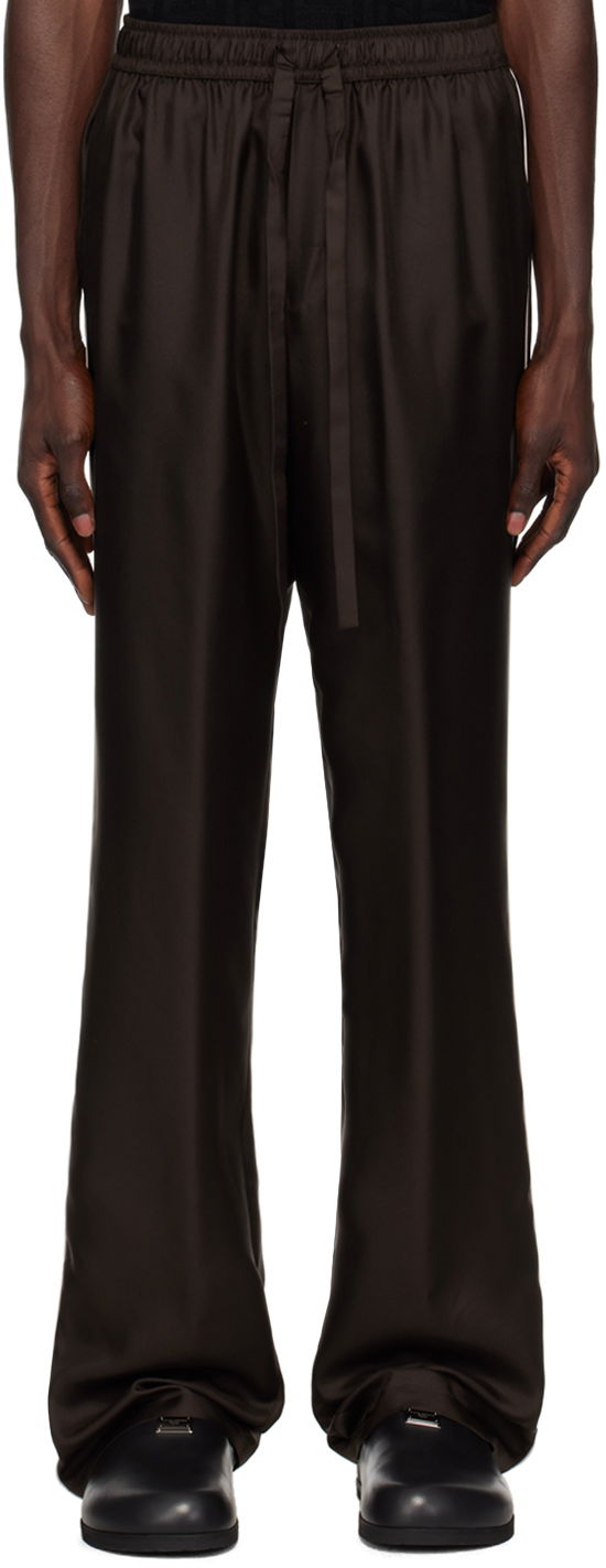 Hlače Dolce & Gabbana Silk Lounge Pants Smeđa | GVRMAZFU1S4