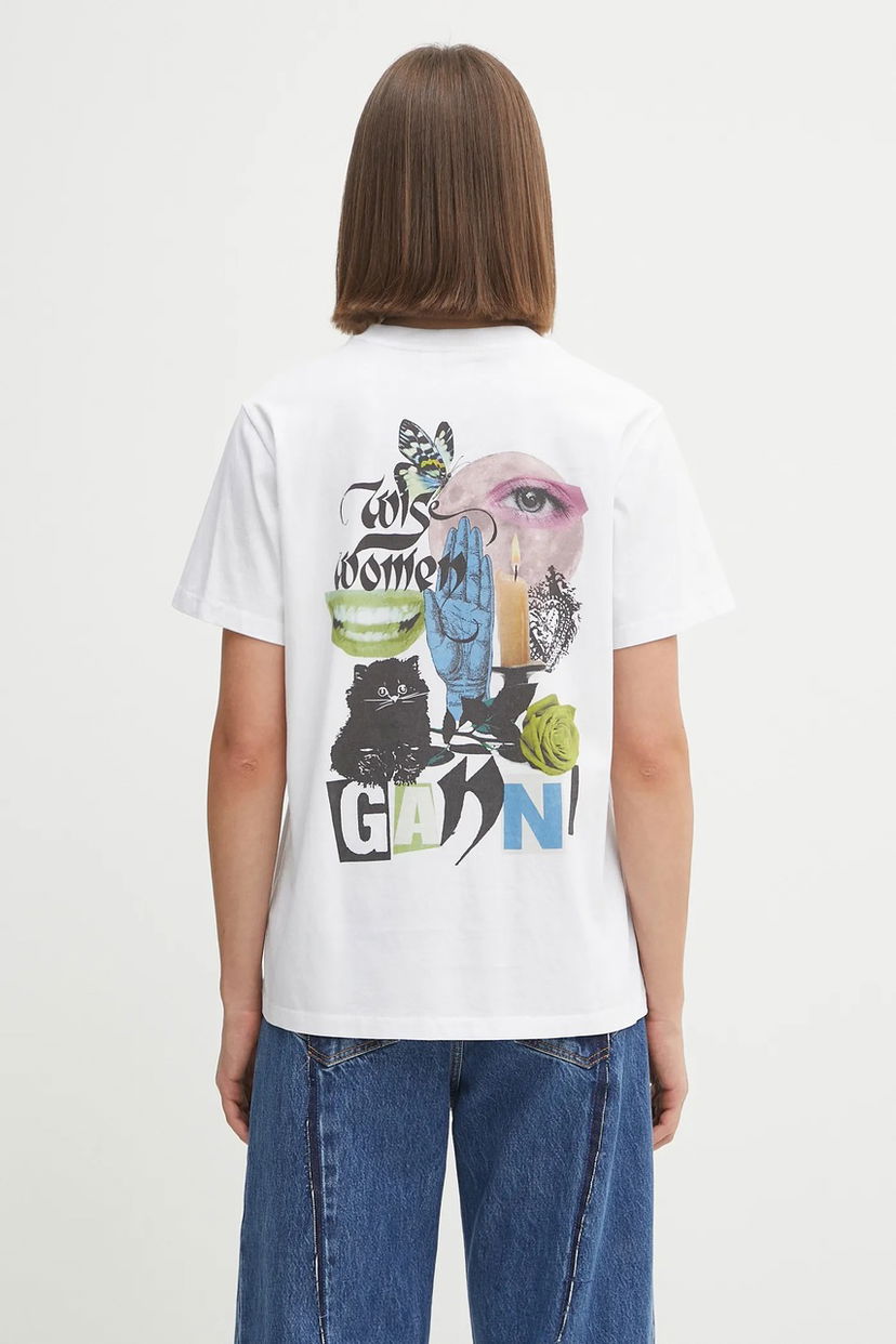 Majica kratkih rukava GANNI GANNI Basic Jersey Collage Relaxed T-Shirt Bijela | T4157