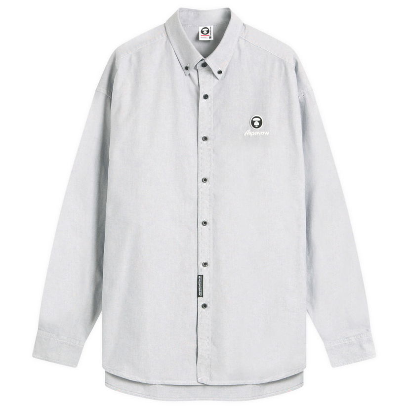 Košulja AAPE by A Bathing Ape AAPE Now Solid Oxford Shirt, Size Large Siva | AAPSTM8512XX-BLK