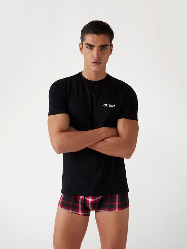 Majica kratkih rukava GUESS Stretch Jersey T-Shirt And Boxer Trunk Set Crna | U4BG82K6YW1