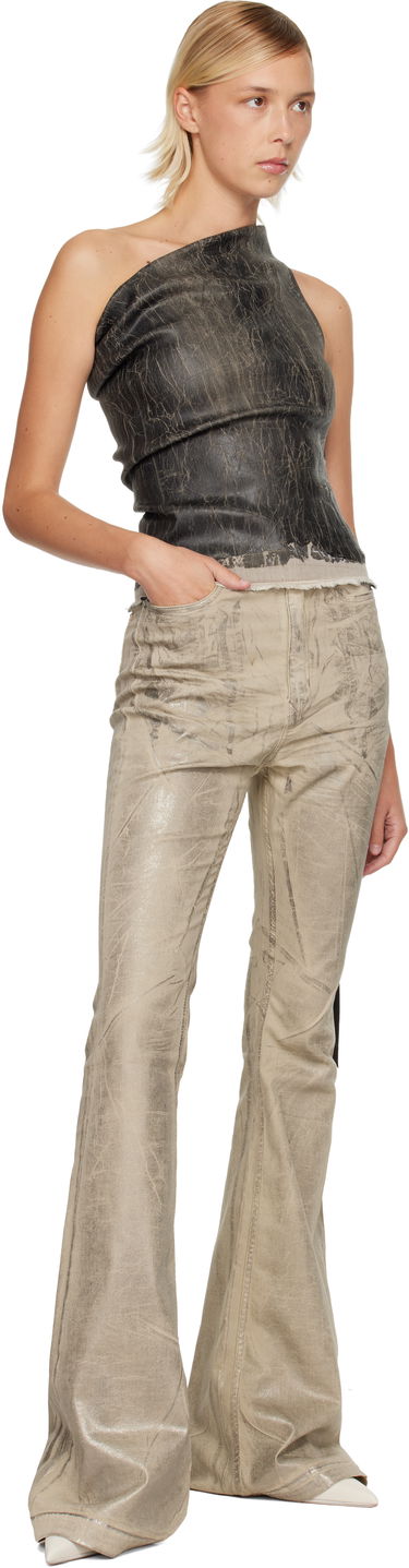 Crop top Rick Owens Rick Owens DRKSHDW Concordians Athena Asymmetric Distressed Cropped Top Crna | DS02E7131 SDWF, 3