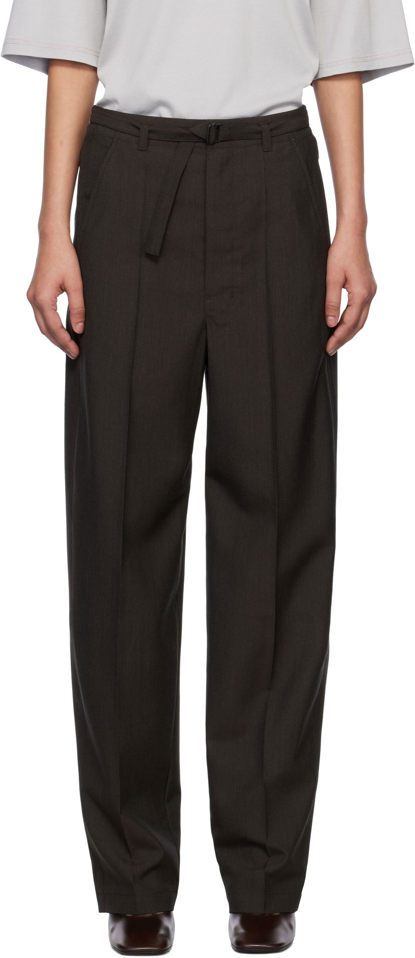 Hlače LEMAIRE Lemaire Belted Tailored Trousers Smeđa | PA1198 LF414