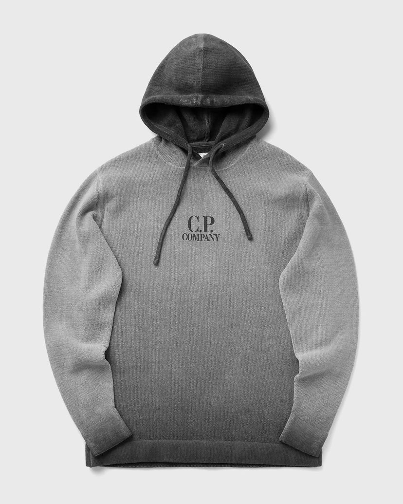 Dukserice C.P. Company C.P. Company Chenille Cotton Hooded Knit Siva | 18CMKN072A110286S-935