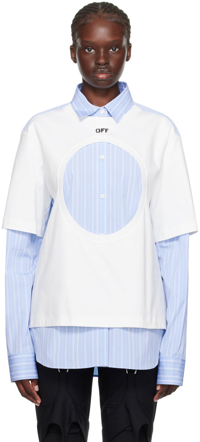 Košulja Off-White Off-White Meteor Layered Shirt Bijela | OWGE012F23FAB0010140