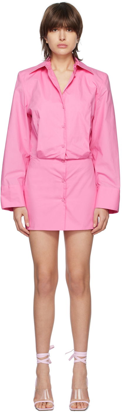 Haljina The Attico Attico Margot Mini Shirt Dress Ružičasta | 232WCA113 C052