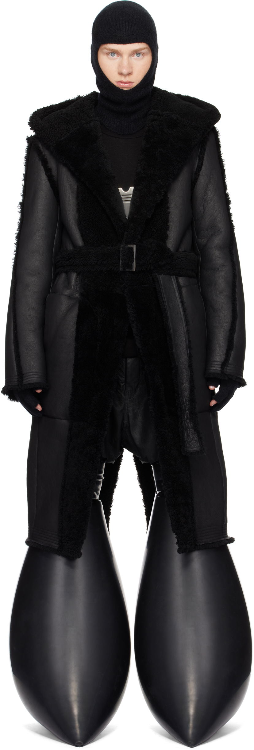 Kaputi Rick Owens Slim Hoodie Shearling Coat Crna | RR02D6912 LSHMR